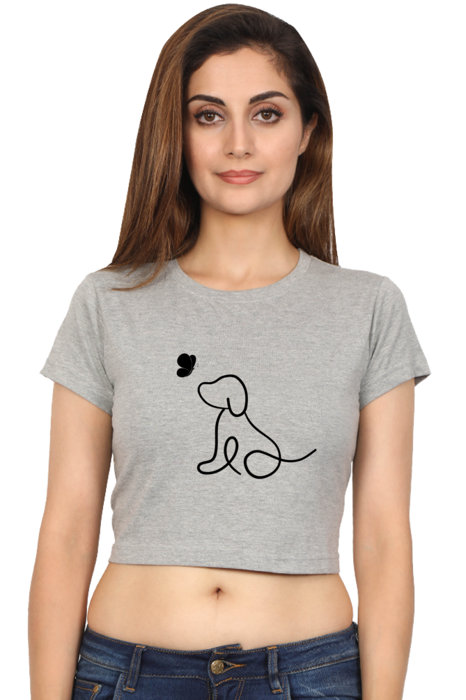 Inua Womens Dog Love Printed Crop top